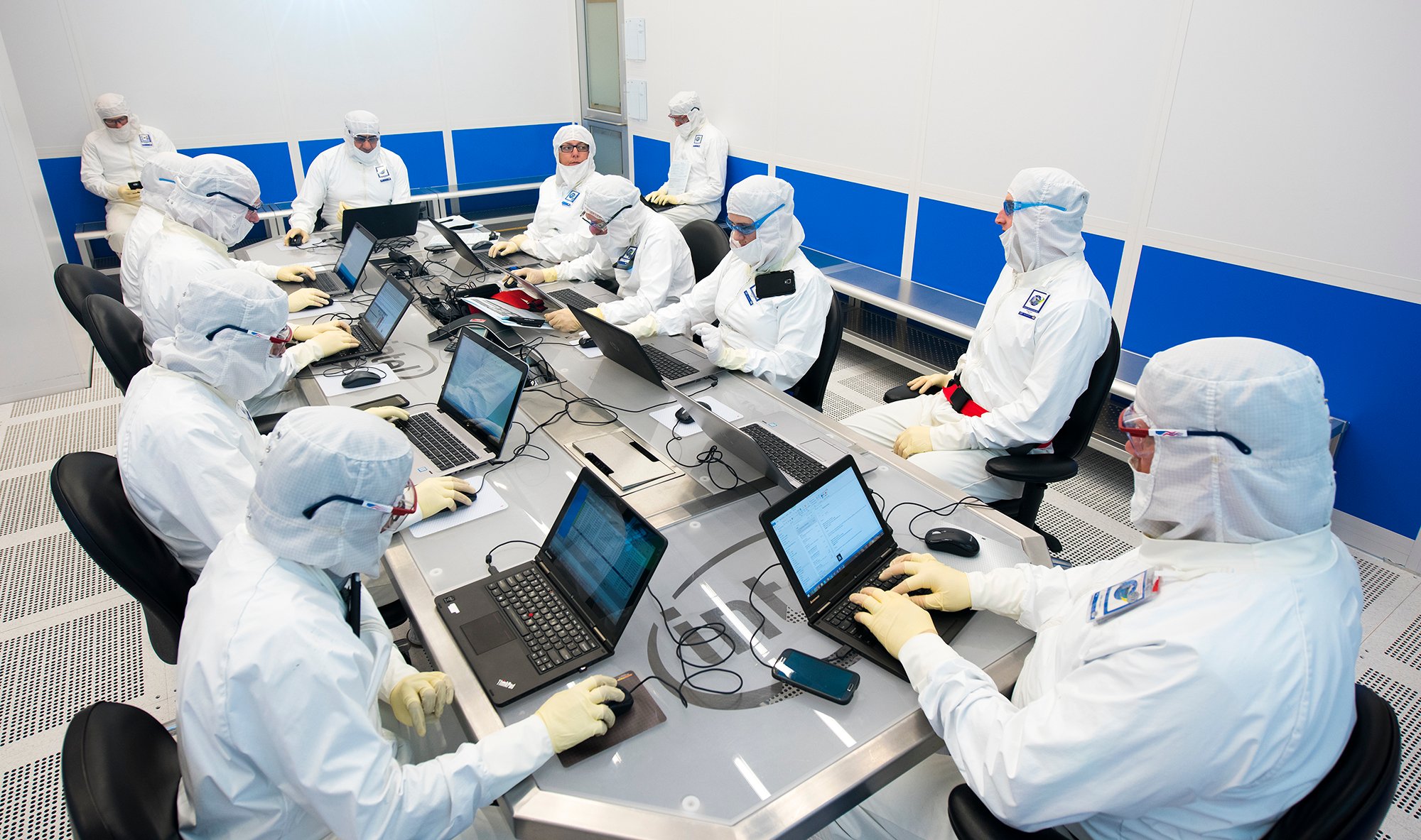 Intel workers in a lab.