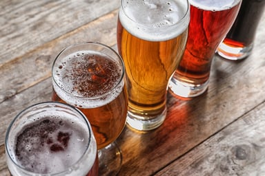 beer glasses bartop