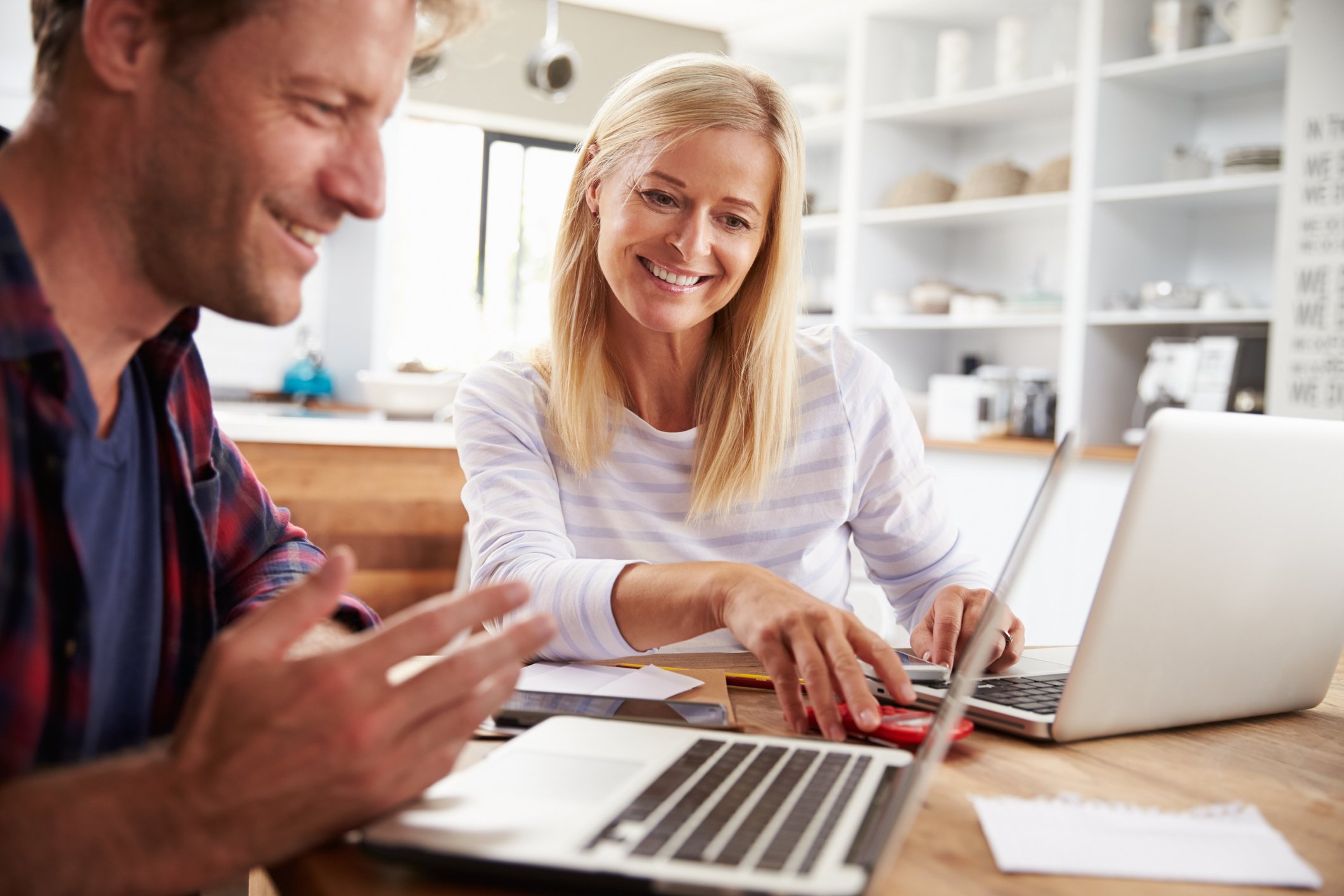 Couple looking at laptop
