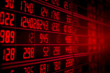 Red numbers on a screen.