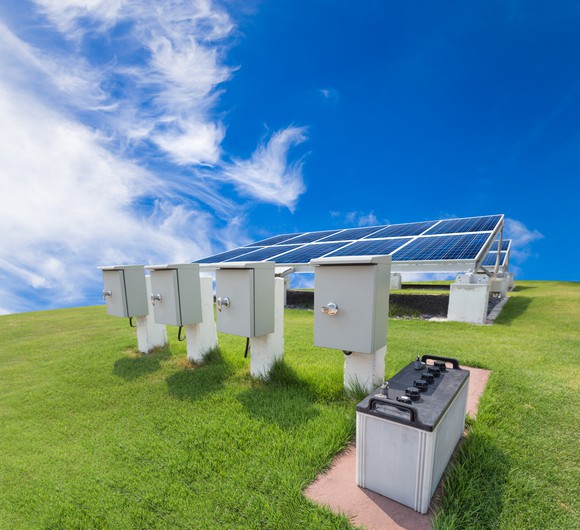 a solar power system outside.