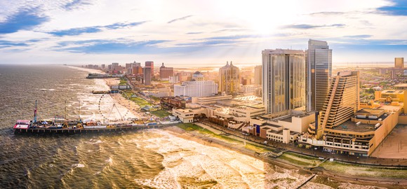 Aerial panorama of Atlantic City New Jersey.