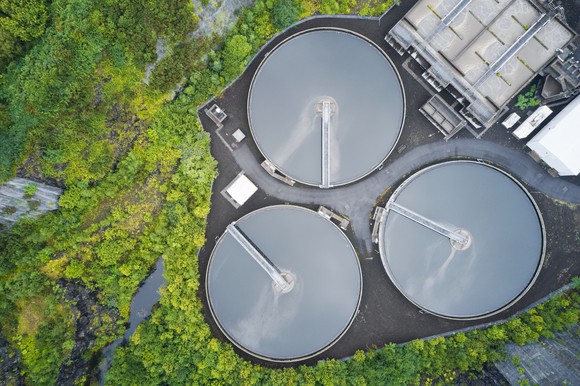 Aerial view of a water treatment plant