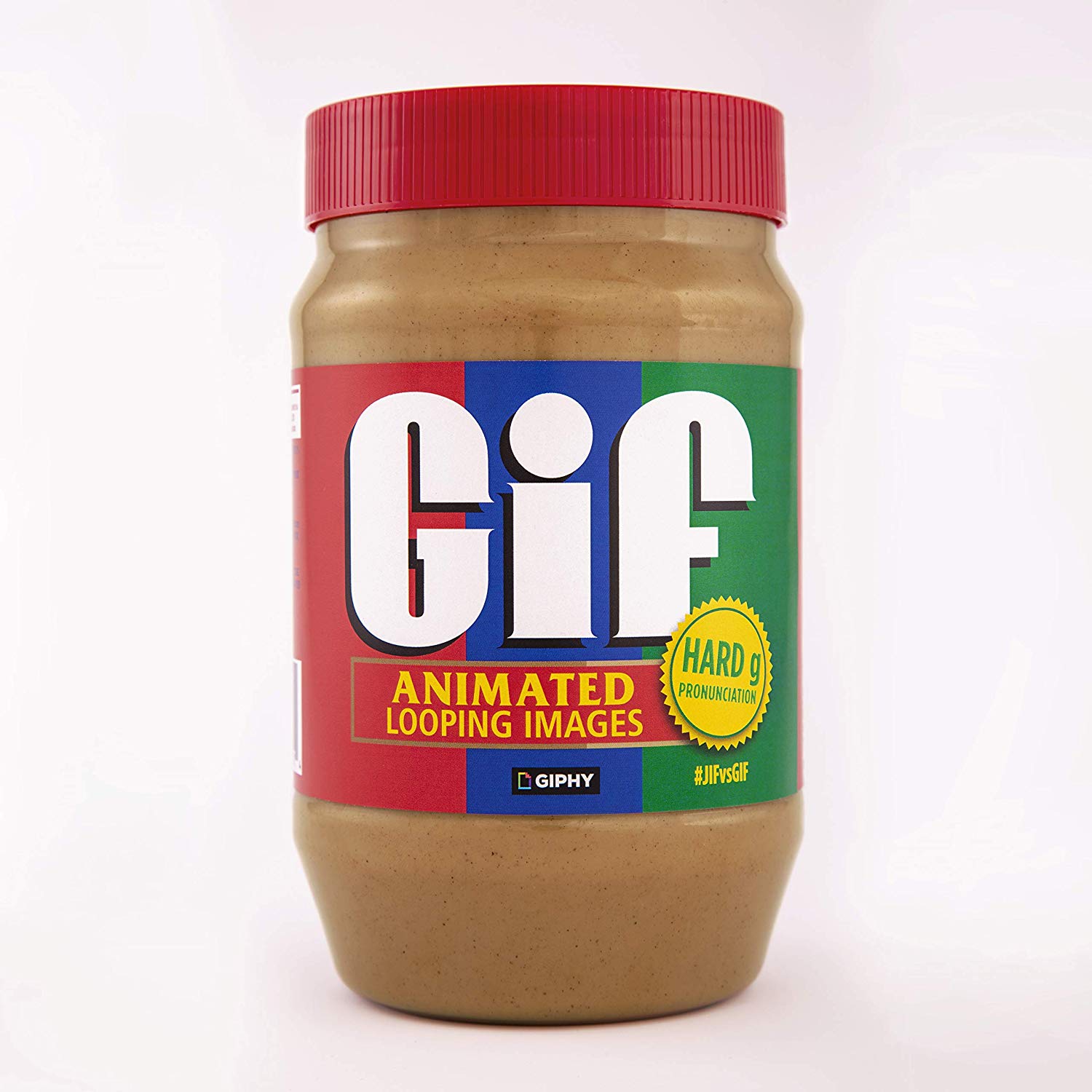 Jif peanut butter jar labeled Gif