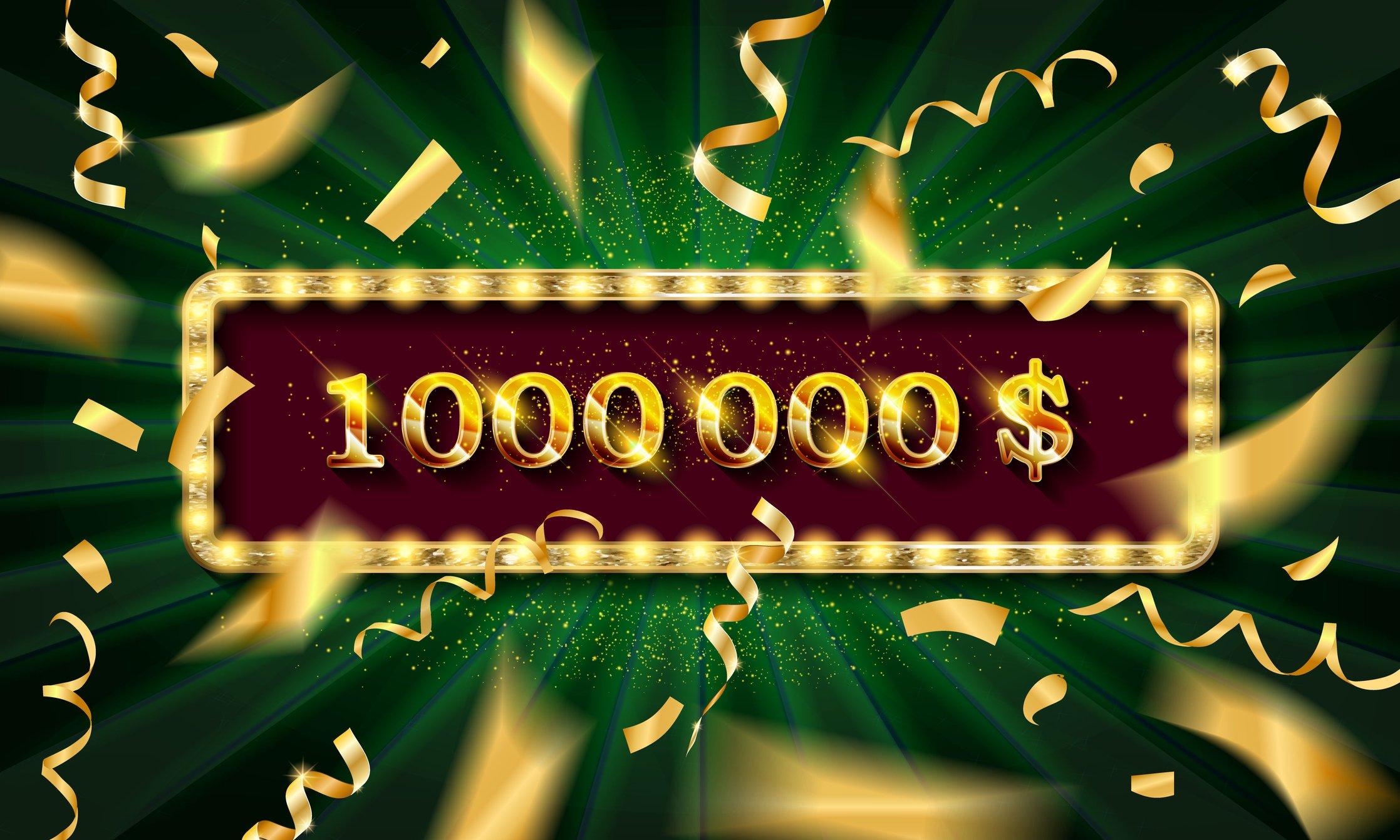 $1 million banner with confetti