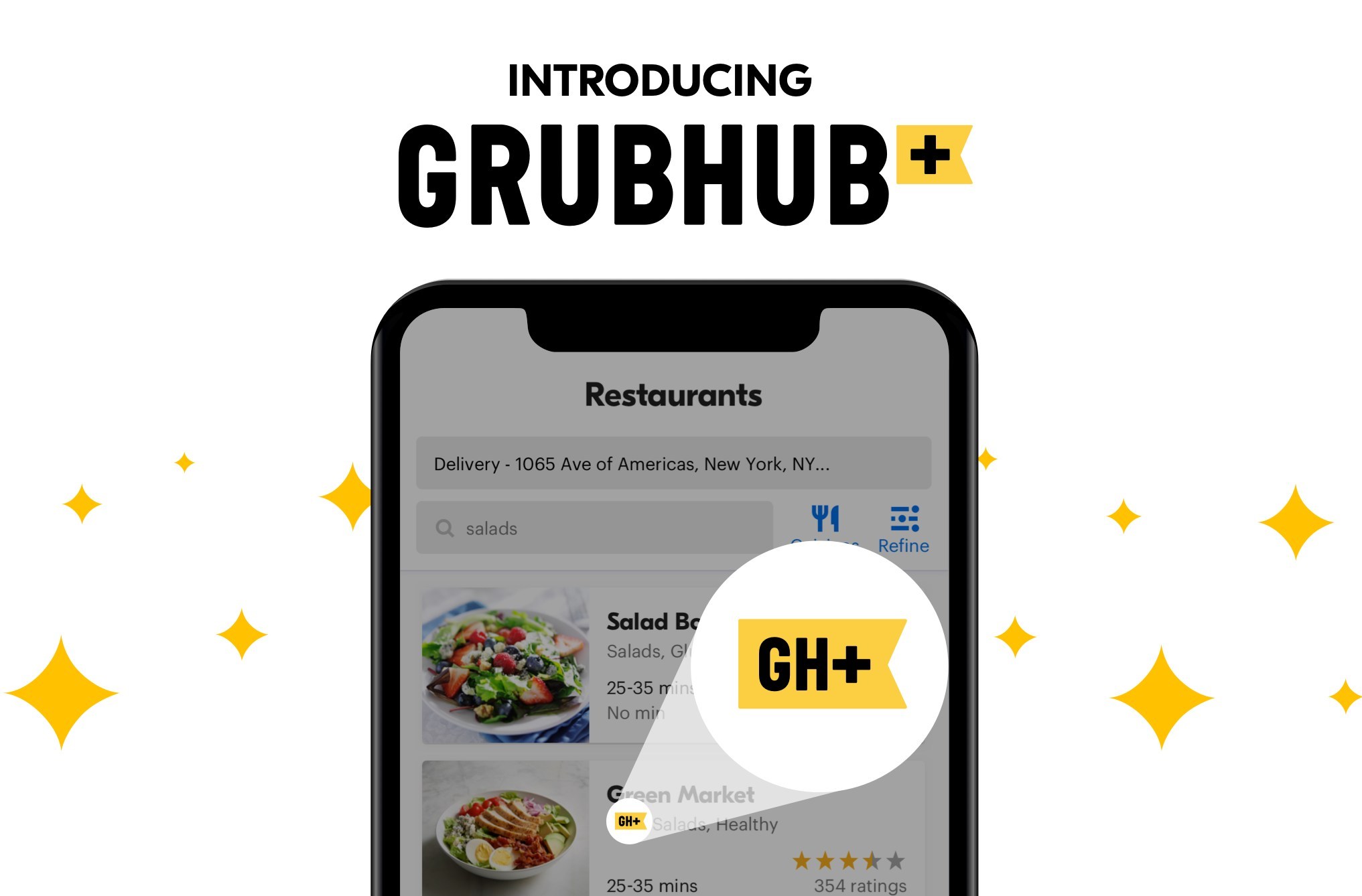 Grubhub+ on mobile phone