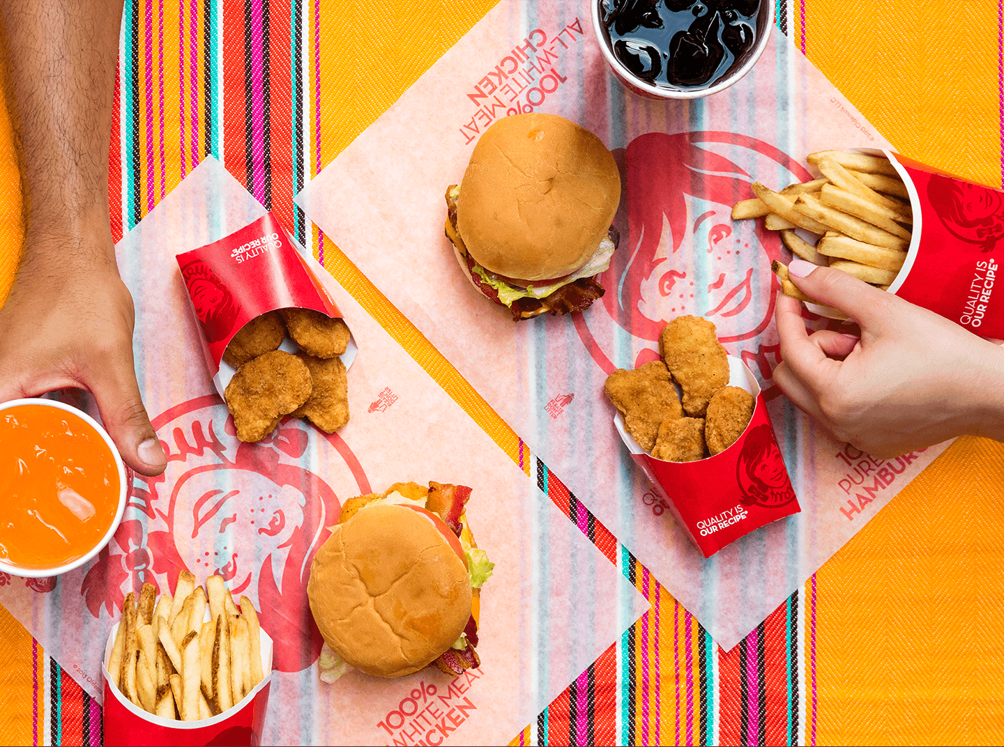 Wendy's meals on translucent paper.