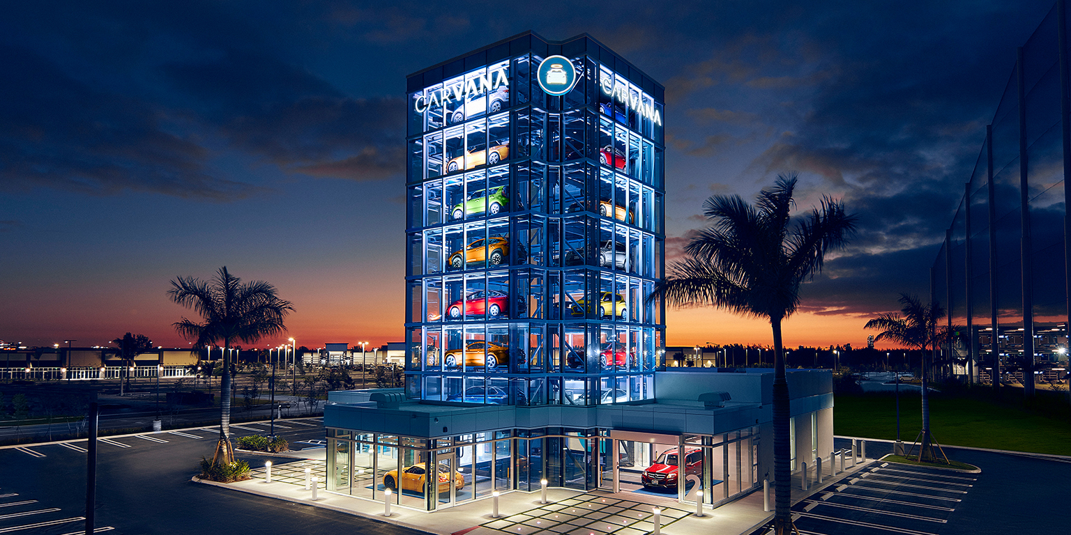 Carvana car vending machine in south Florida.