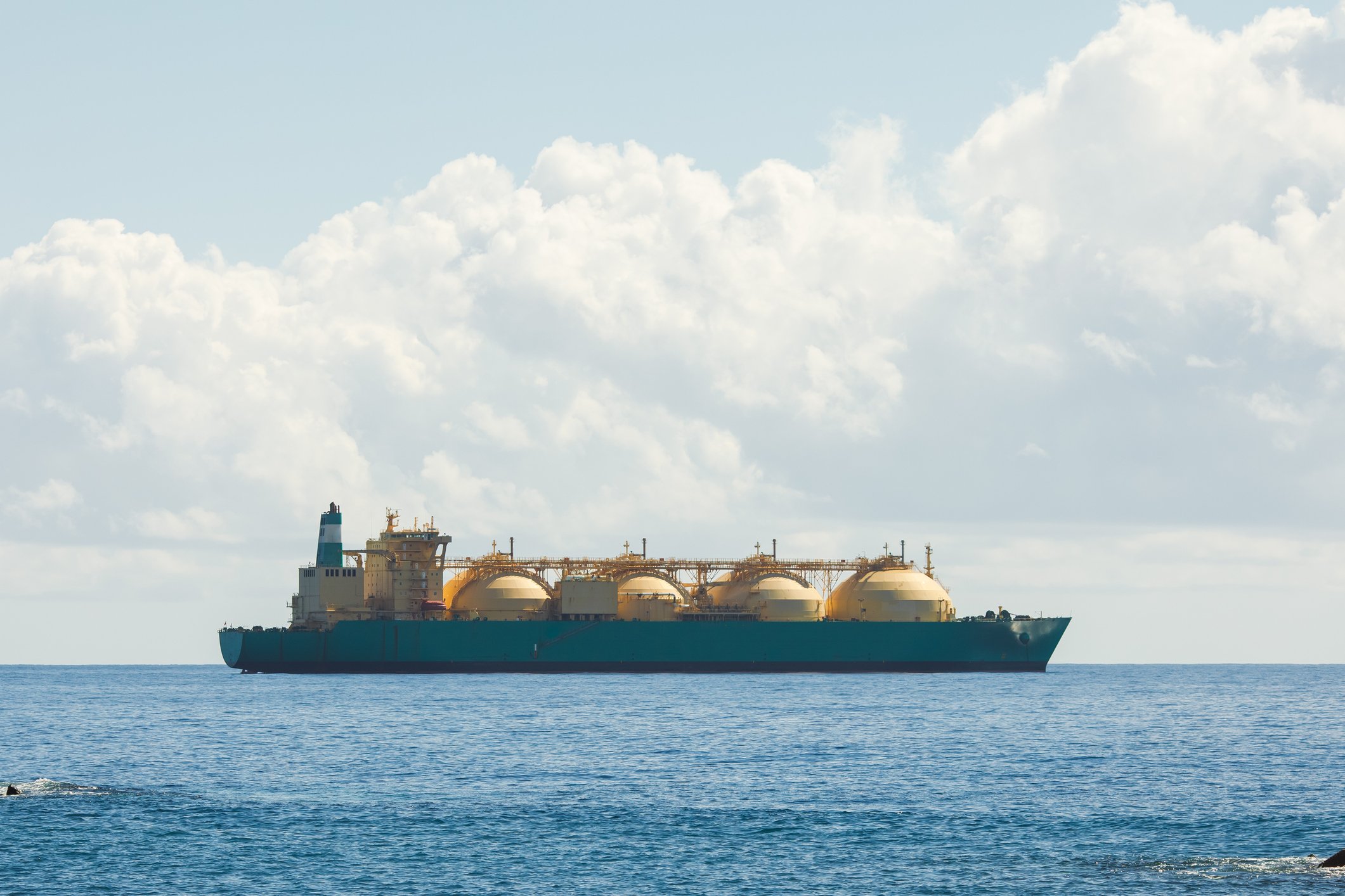 LNG tanker transportation vessel at sea.