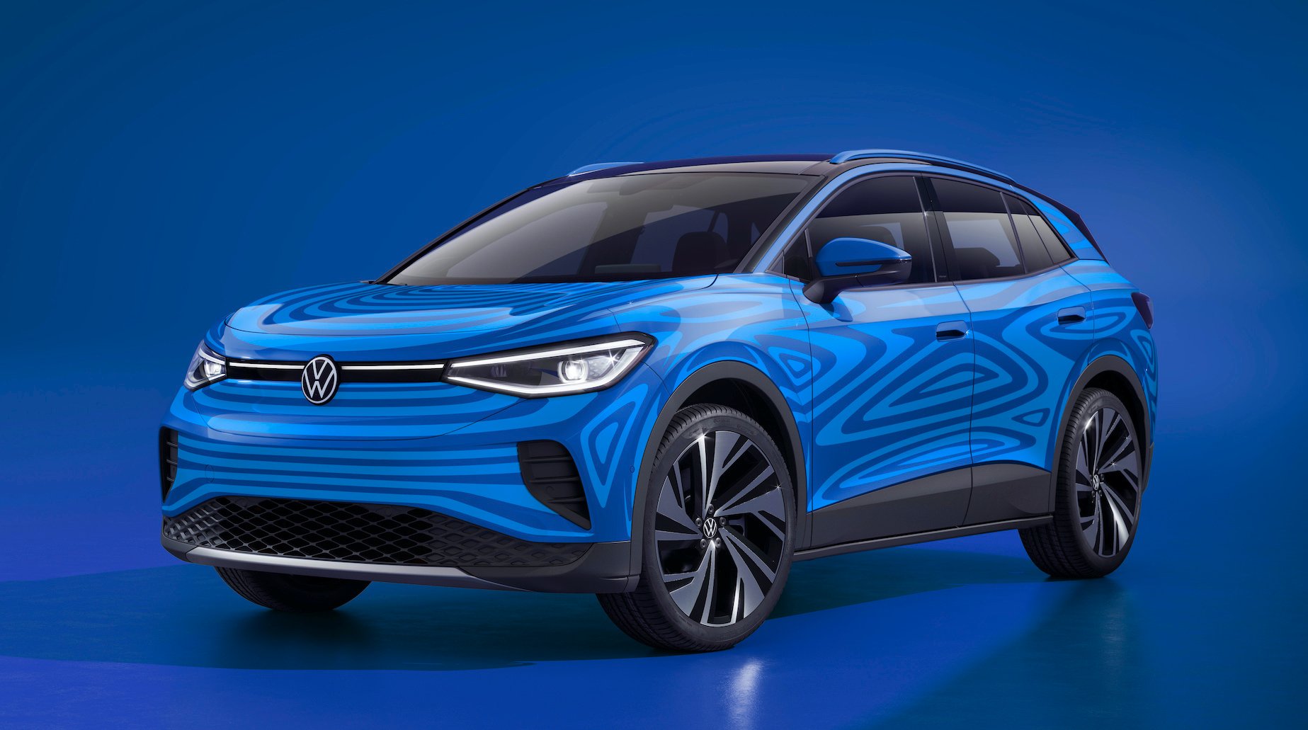 The Volkswagen ID.4, a five-passenger electric crossover SUV, in near-final prototype form. 