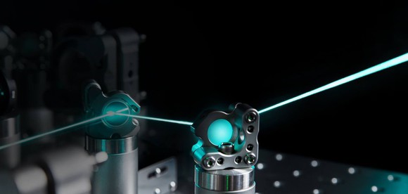 A laser going through lenses.