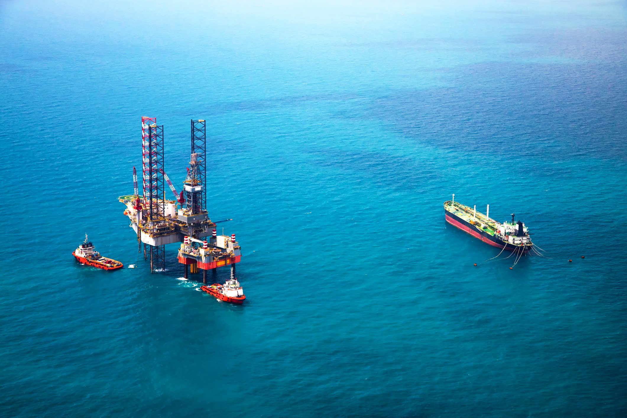 An oil rig operating in the Gulf of Mexico.