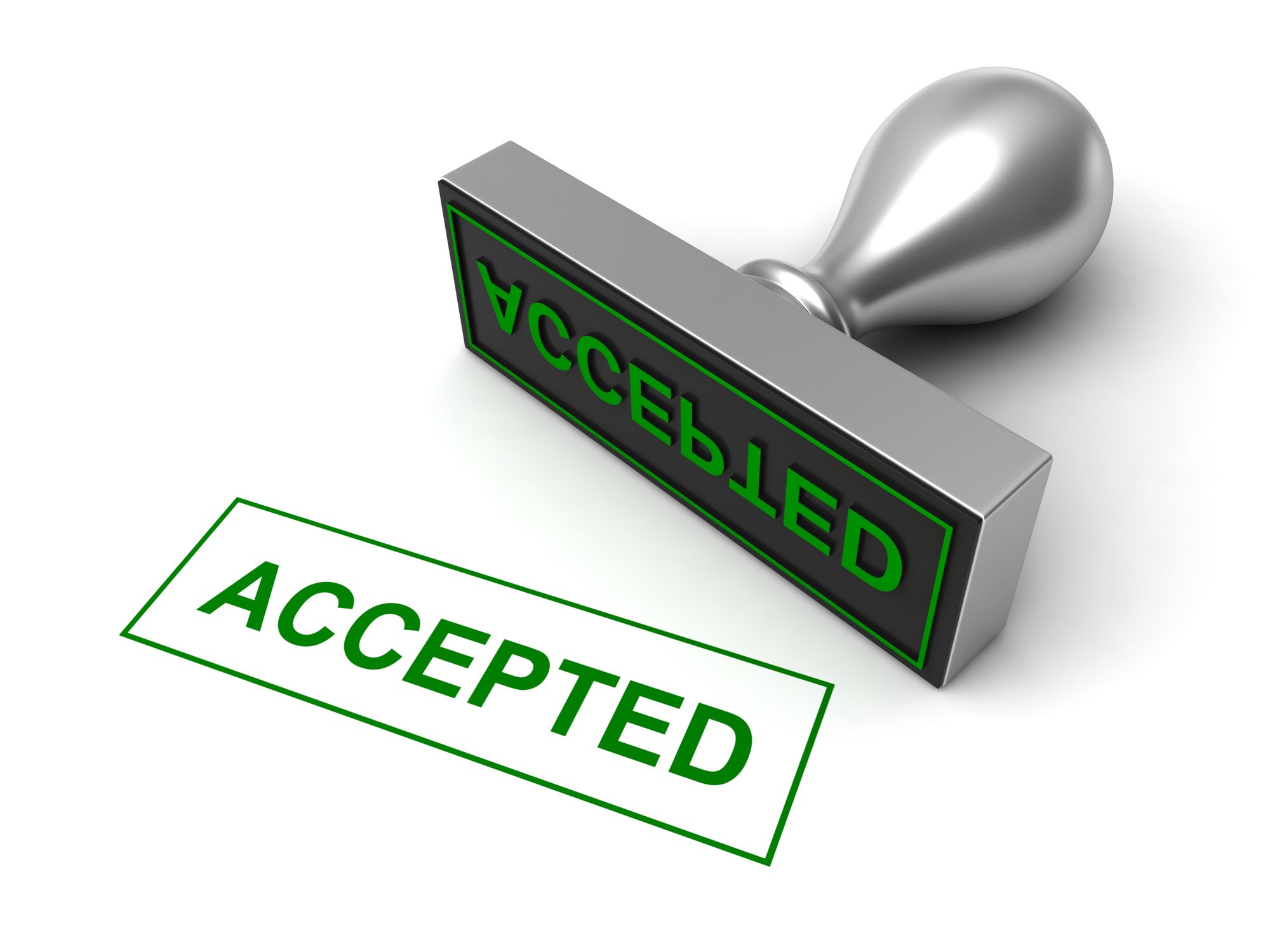 A rubber stamp that says ACCEPTED.