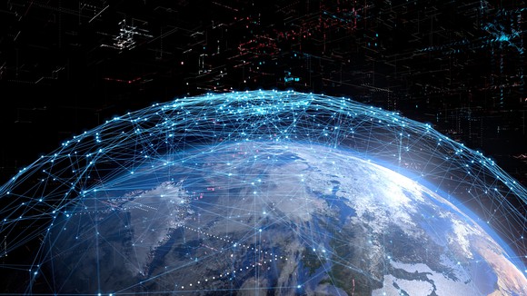 Artist's impression of a global communications network.