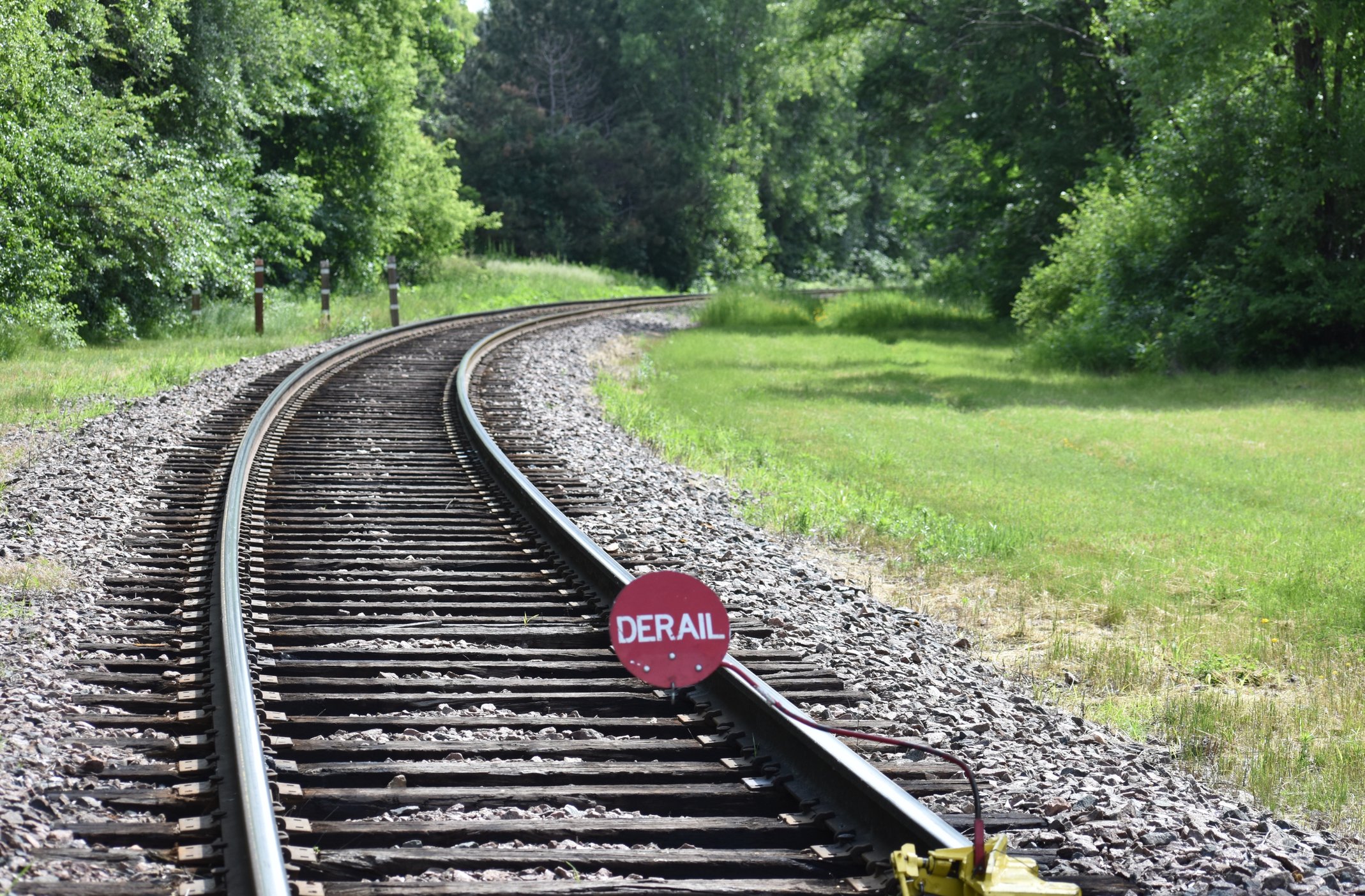 Derail sign on a rail track. 