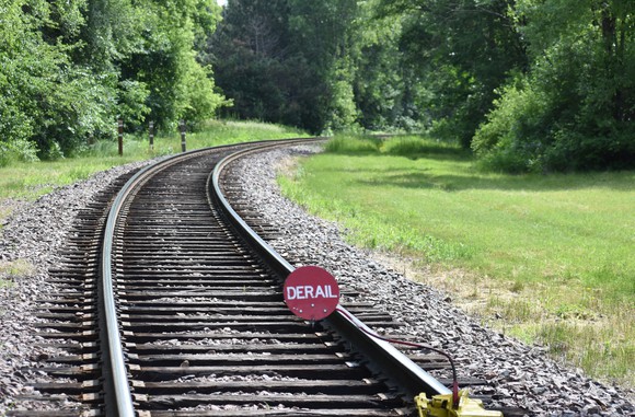 Derail sign on a rail track. 