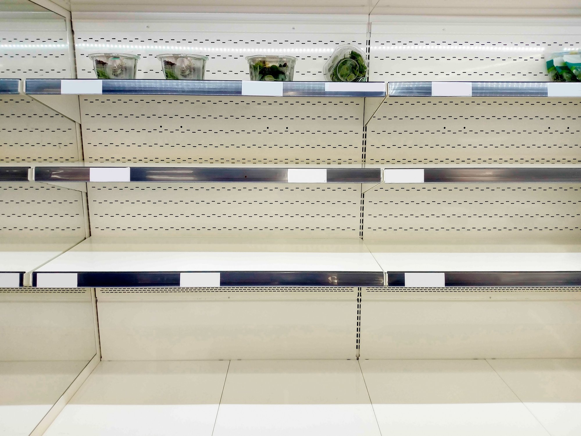 An empty grocery store shelf