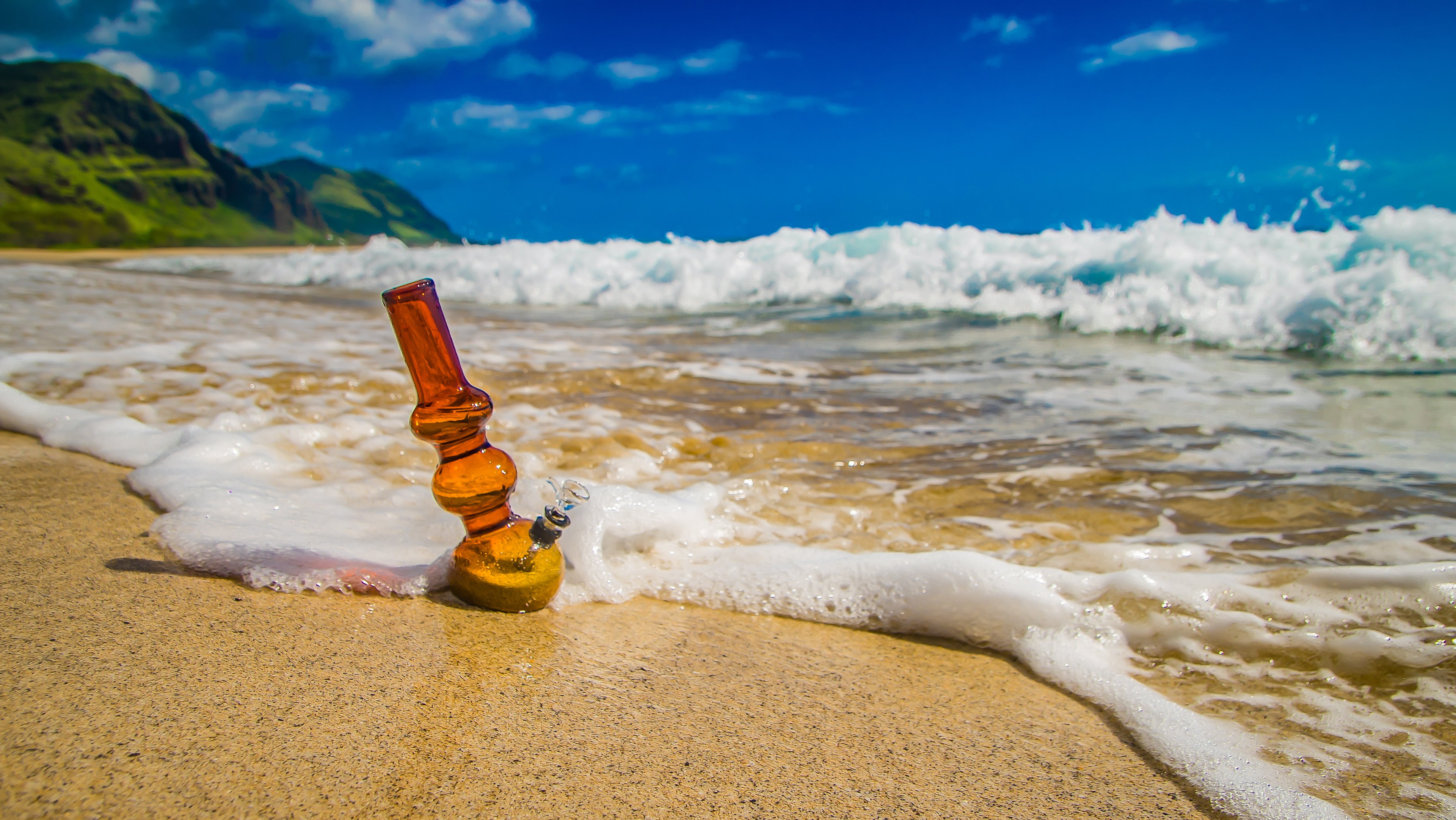 Water pipe on a beach.