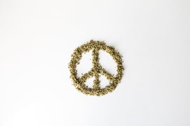 Peace sign made of marijuana