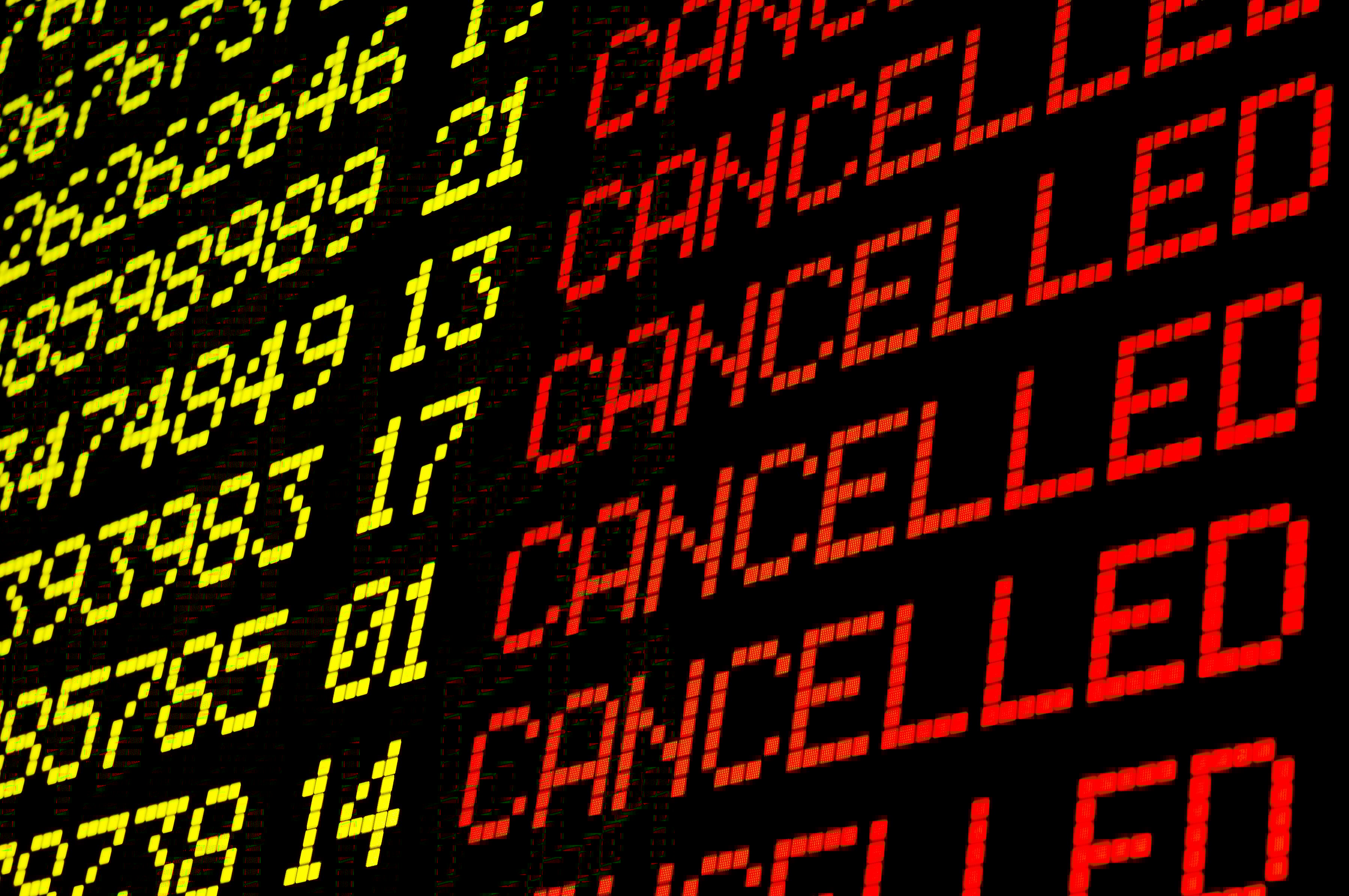 flight cancelled sign