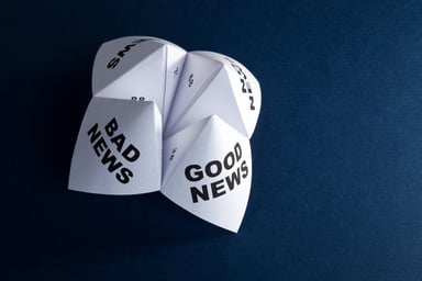 Paper fortune teller with good news and bad news