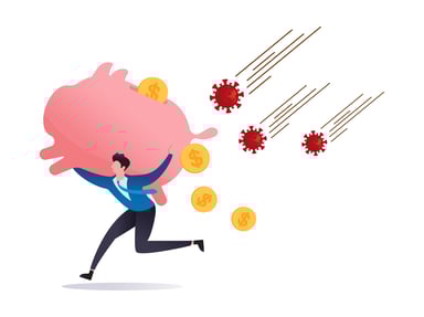 Piggybank running from virus