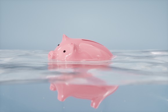 Piggy bank sinking.