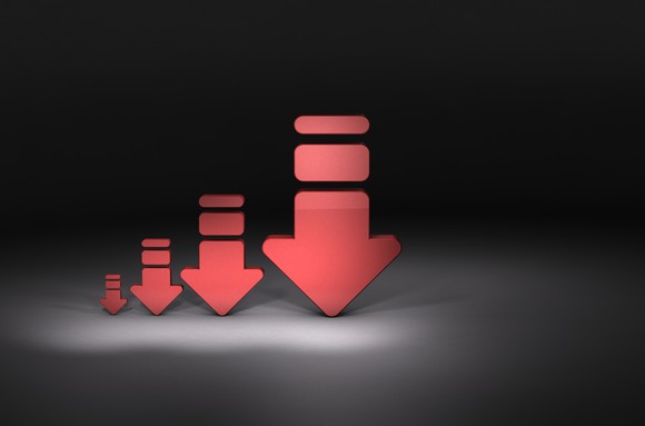 Four arrows all pointing down