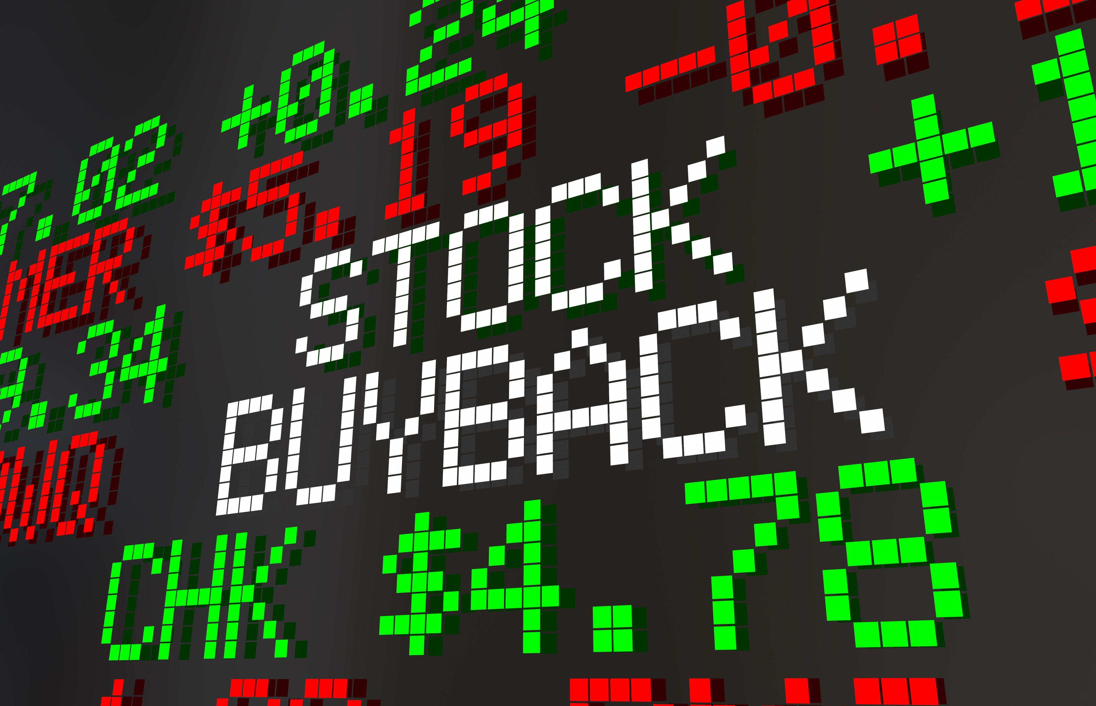 Stock board with stock buyback sign. 