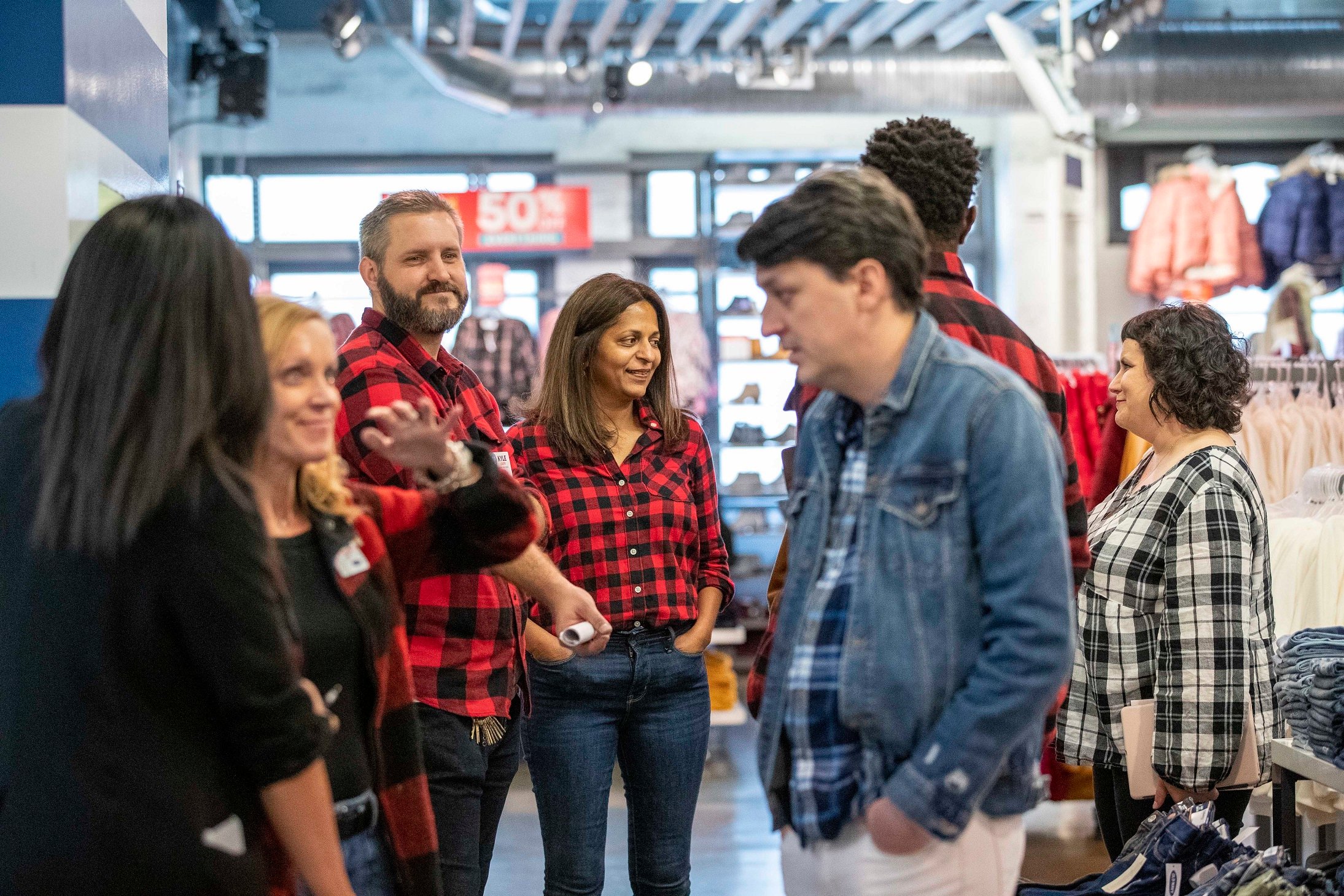 Sonia Syngal and Old Navy employees.