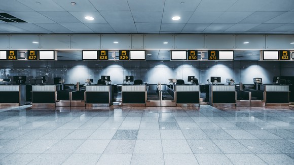 Empty airline counters