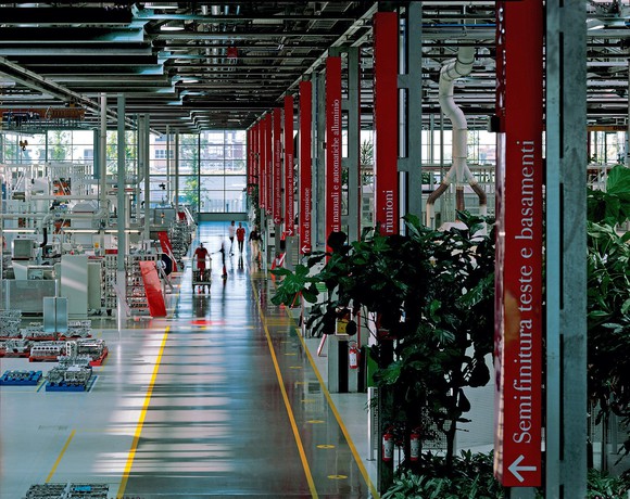 The floor of Ferrari's engine factory in Maranello, Italy.
