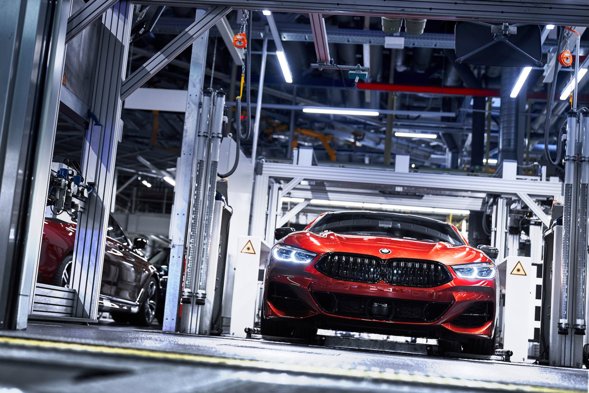 A BMW 8 Series undergoes inspection at the company's factory in Dingolfing, Germany.
