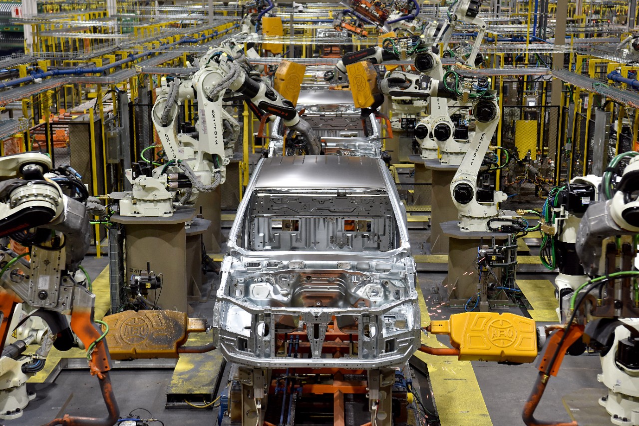 Frames for Ford Ranger pickups move down the assembly line at Ford's Michigan Assembly Plant near Detroit.