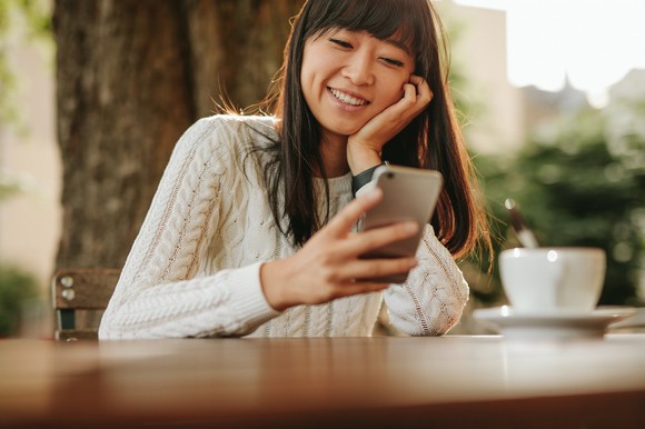 Asian woman using a smartphone