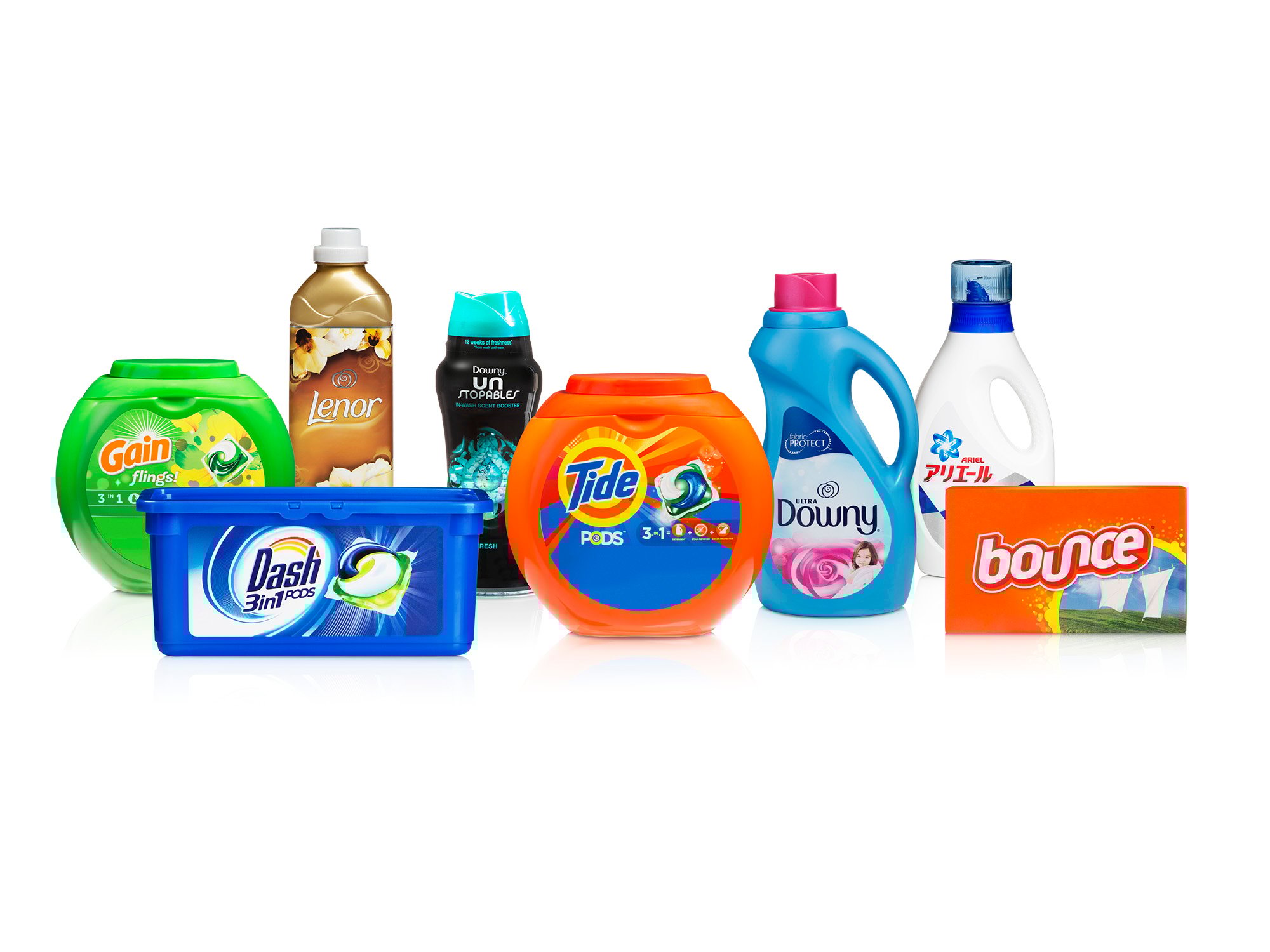 An assortment of Procter & Gamble's fabric brands.