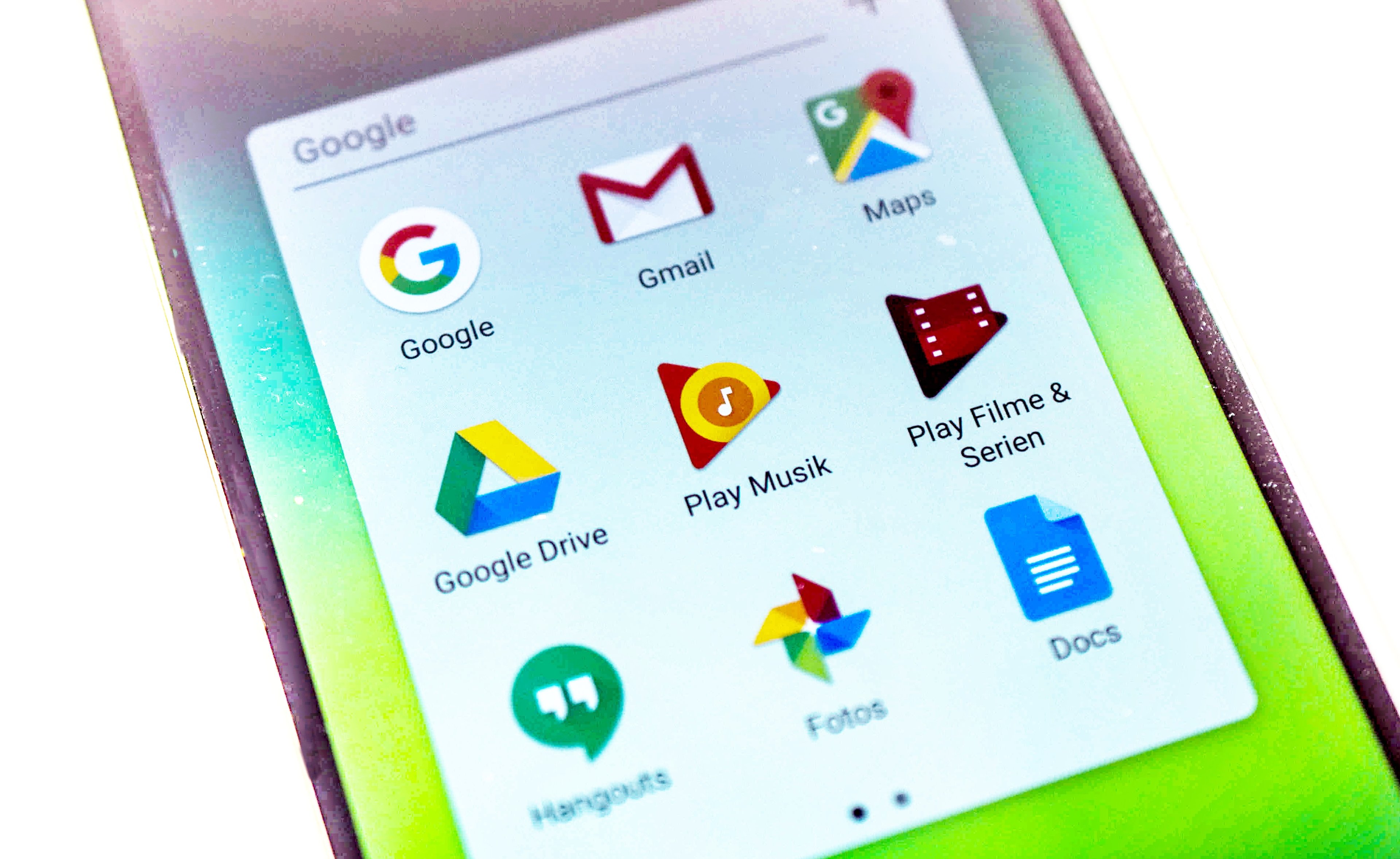 Google apps on a smartphone. 