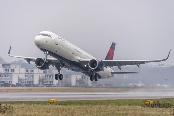 A Delta plane taking off.