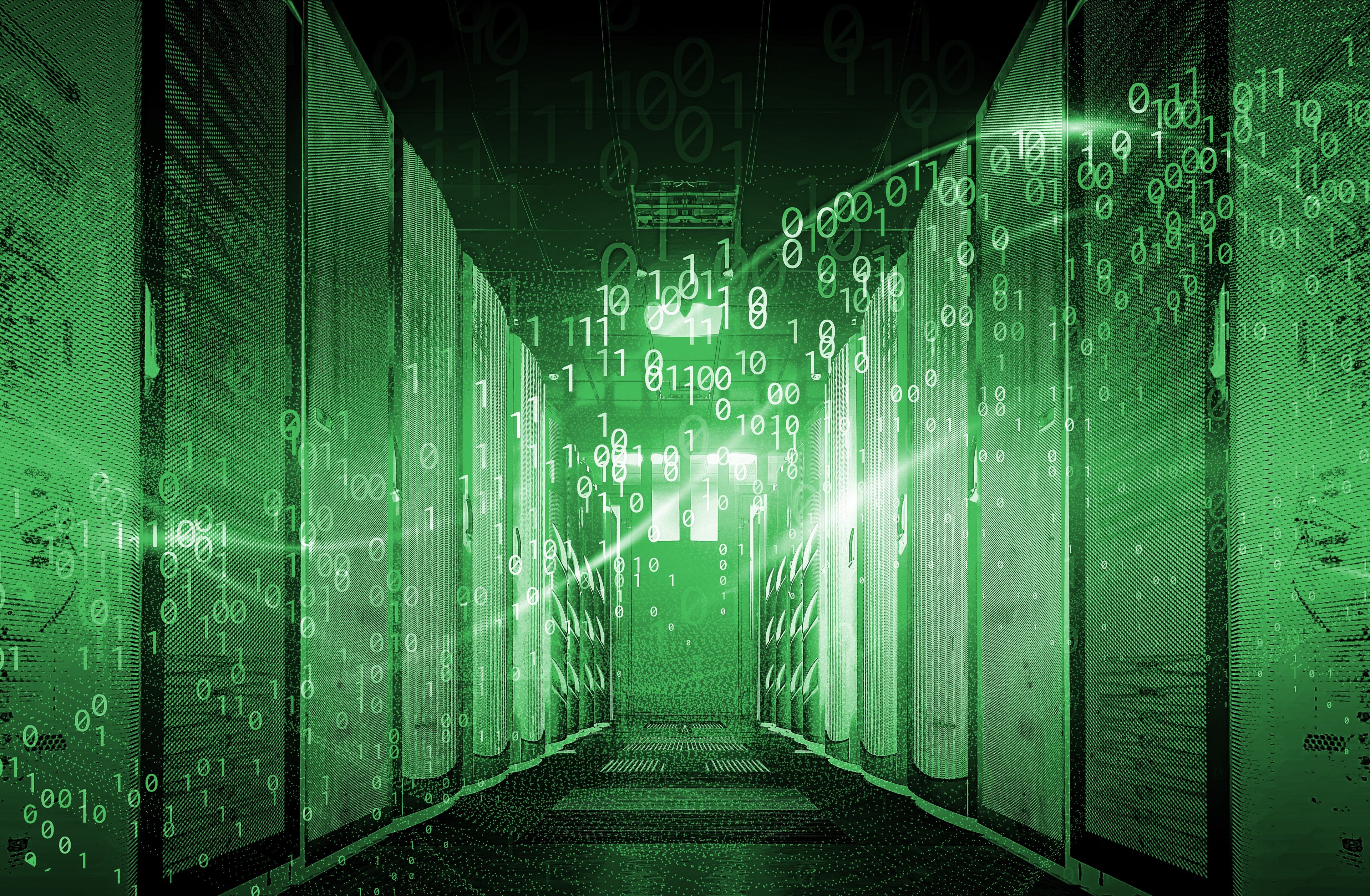 Supercomputer with a green tint.