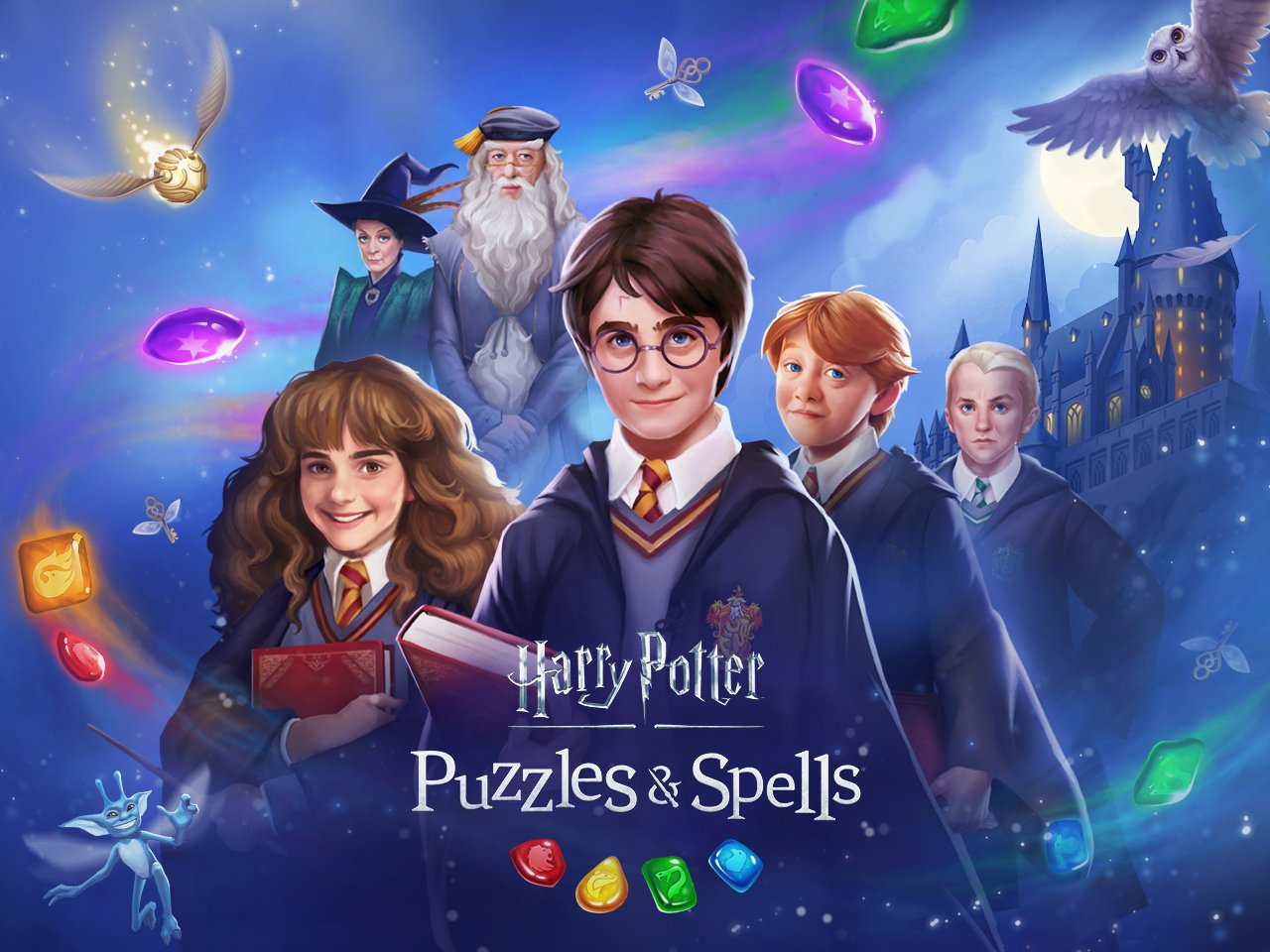 Illustration shows characters from the Warner Bros. film series Harry Potter