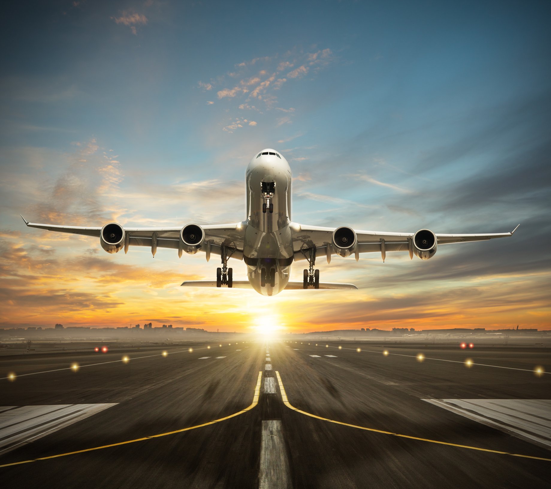 An airplane taking off.
