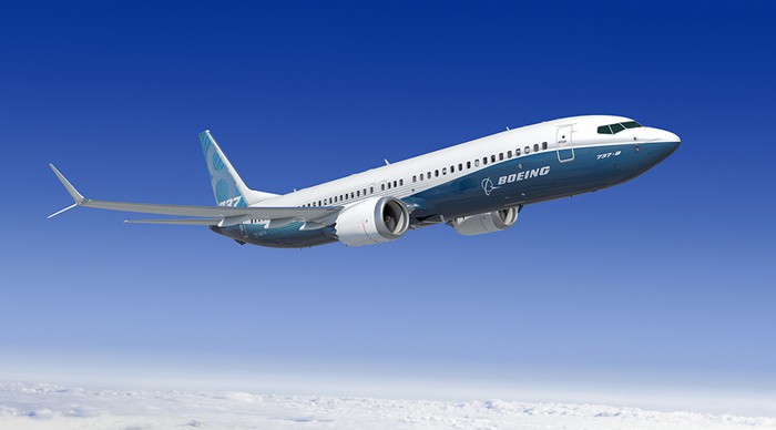 A Boeing 737 Max in flight.
