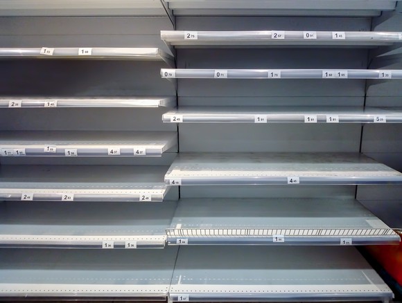 Empty store shelves.