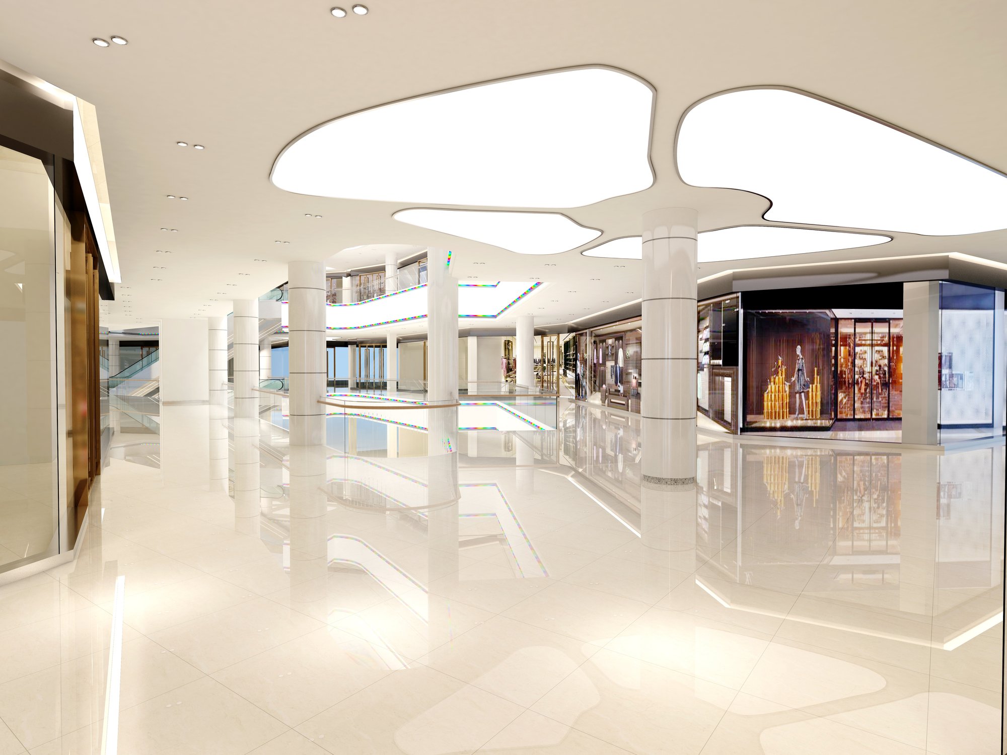 An empty mall interior.