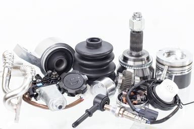 Auto Engine Parts on White Background
