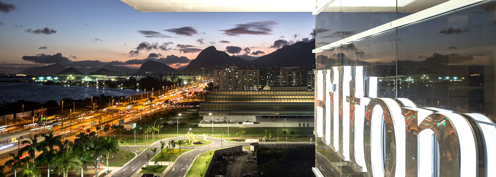 Facade of a Hilton hotel.