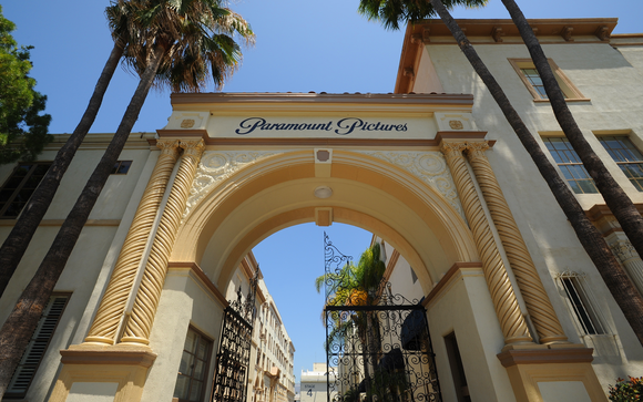 The front gate of ViacomCBS' Paramount film studios.