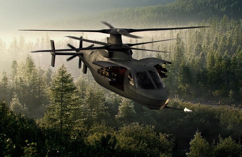 Rendering of the Raider X on patrol over a forest setting.