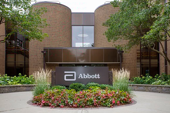 Abbott Labs sign in front of one of the company's office buildings