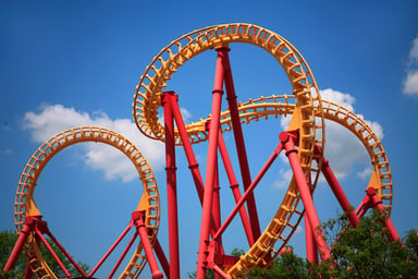 Amusement park roller coaster